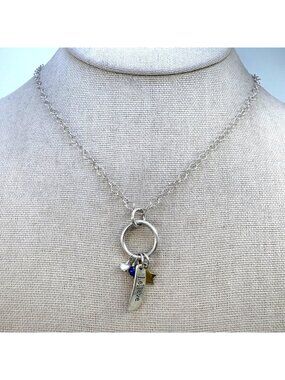 Far Fetched Charm Pendant Necklace Sterling Silver 925 Size 24" Length